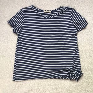 Navy Striped Crop Tee